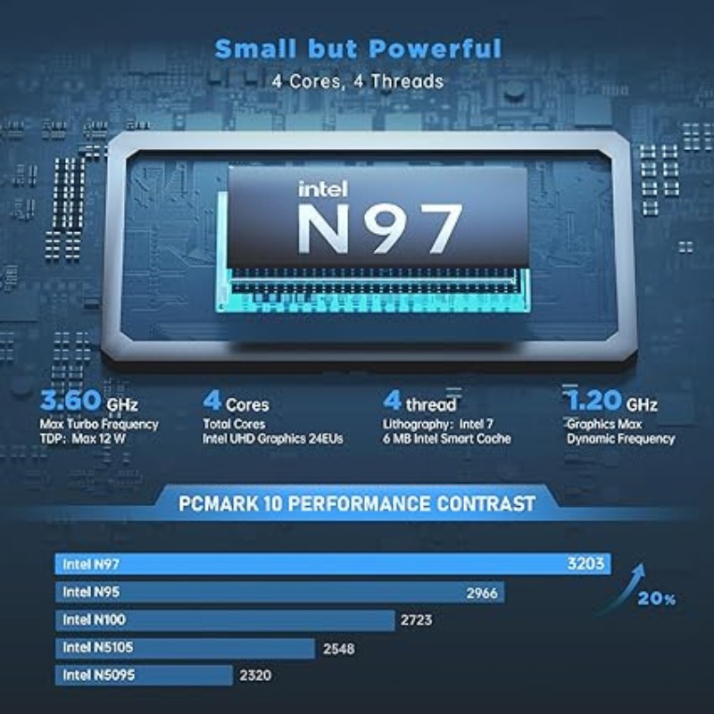 KAMRUI AK1PLUS Mini PC with Intel Alder Lake N97(up to 3.60 GHz), 16GB RAM 512GB ROM Small Desktop Computer, 4K UHD Mini - Image 6